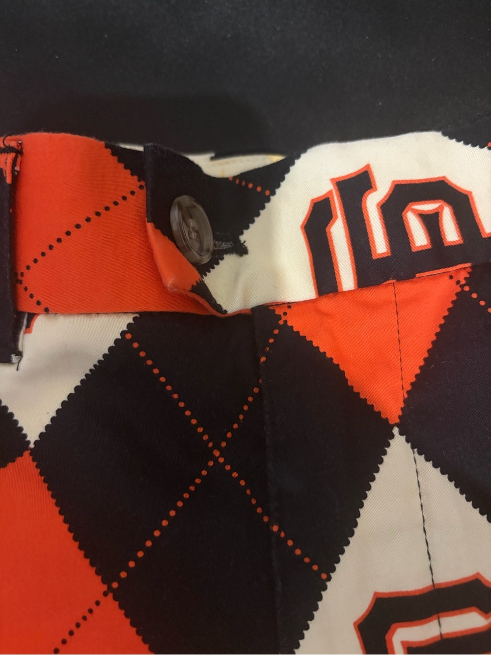 MLB Loudmouth Orange Black White Argyle San Francisco Giants Shorts Size 38 - Picture 3 of 5